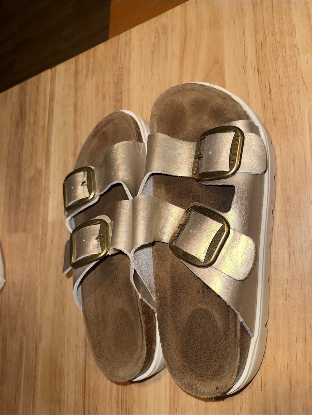 Metallic Gold Double-Buckle Women’s Sandals